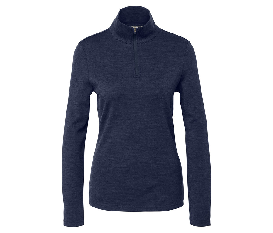 Granatowa koszulka funkcyjna z długim rękawem z wełną z certyfikatem RWS.