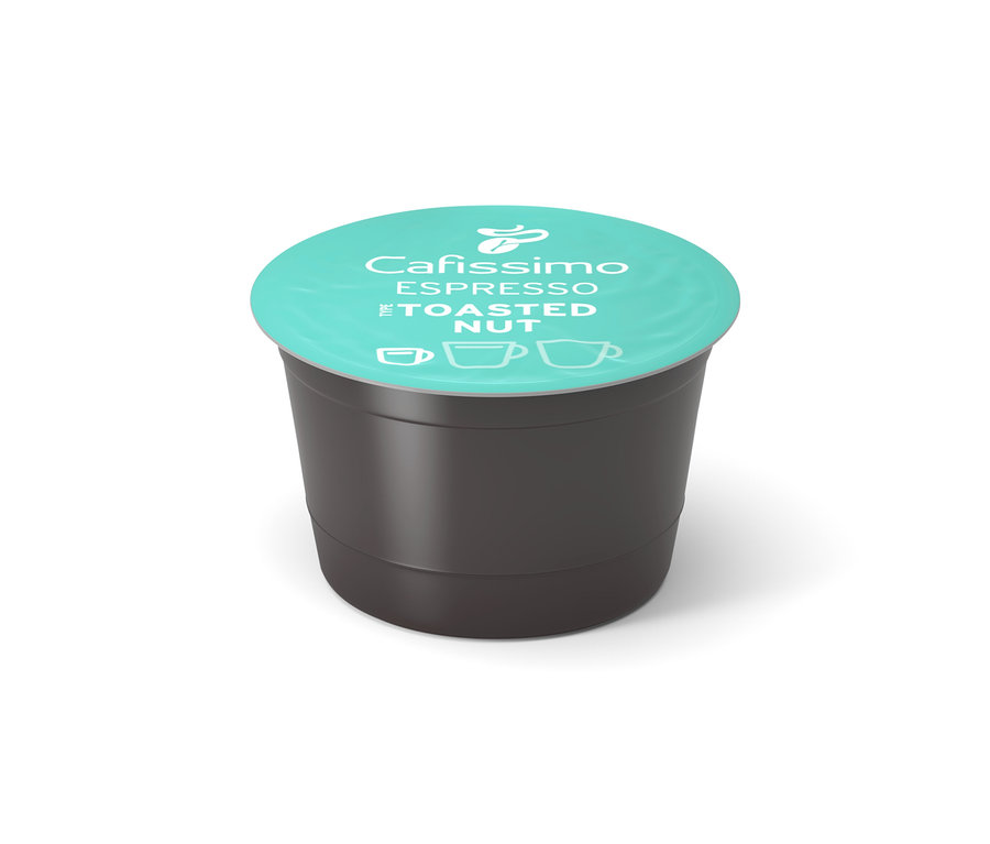 Kapsułka Cafissimo Flavoured Espresso - Toasted Nut leży na białym tle.