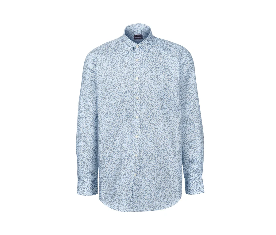 Jasnoniebieska koszula z kołnierzykiem button down, Comfort Fit, z drobnym wzorem.
