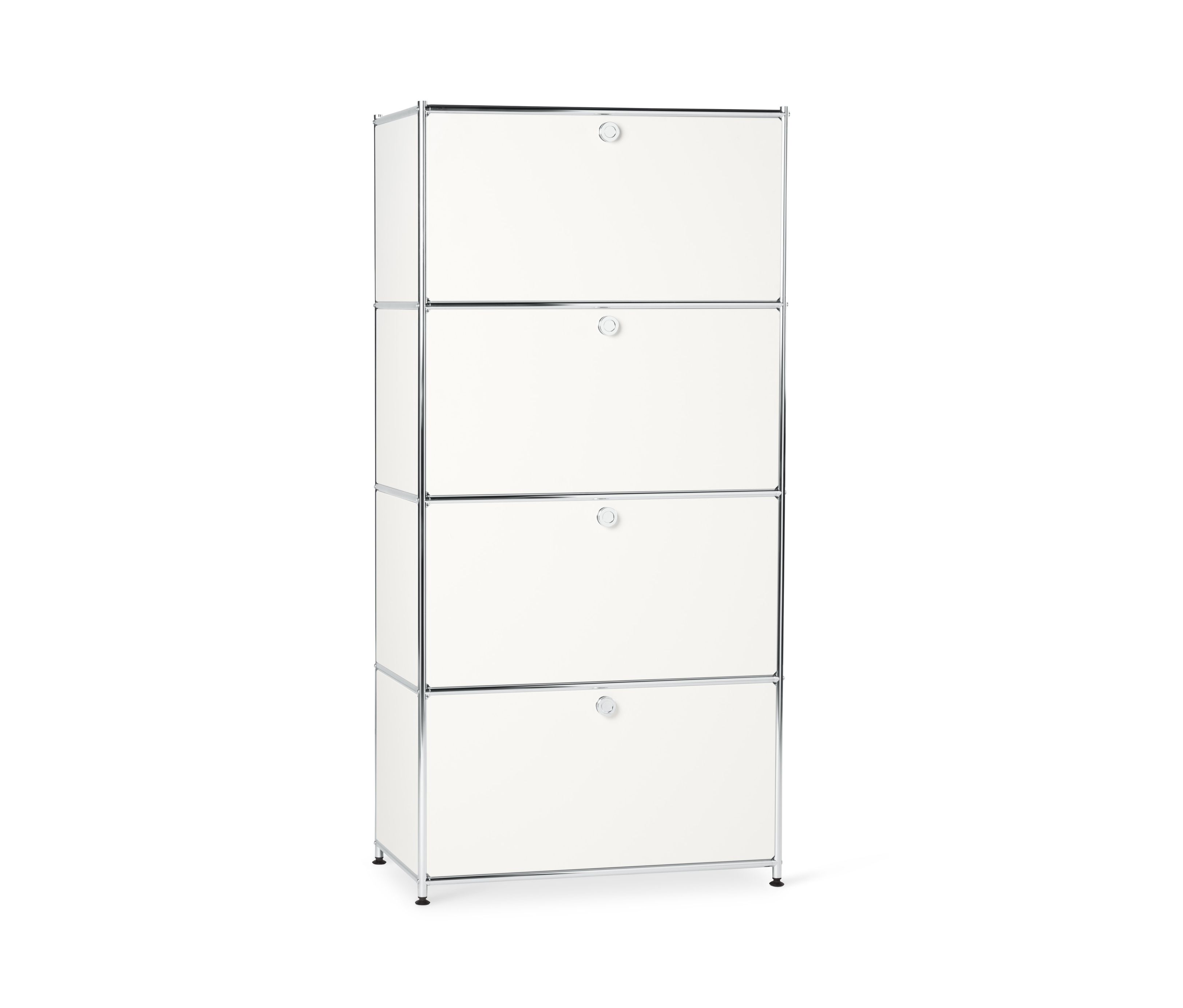 Tchibo - Metalowa szafka typu highboard »Cn3« z 4 komorami z klapami - kolor: biały