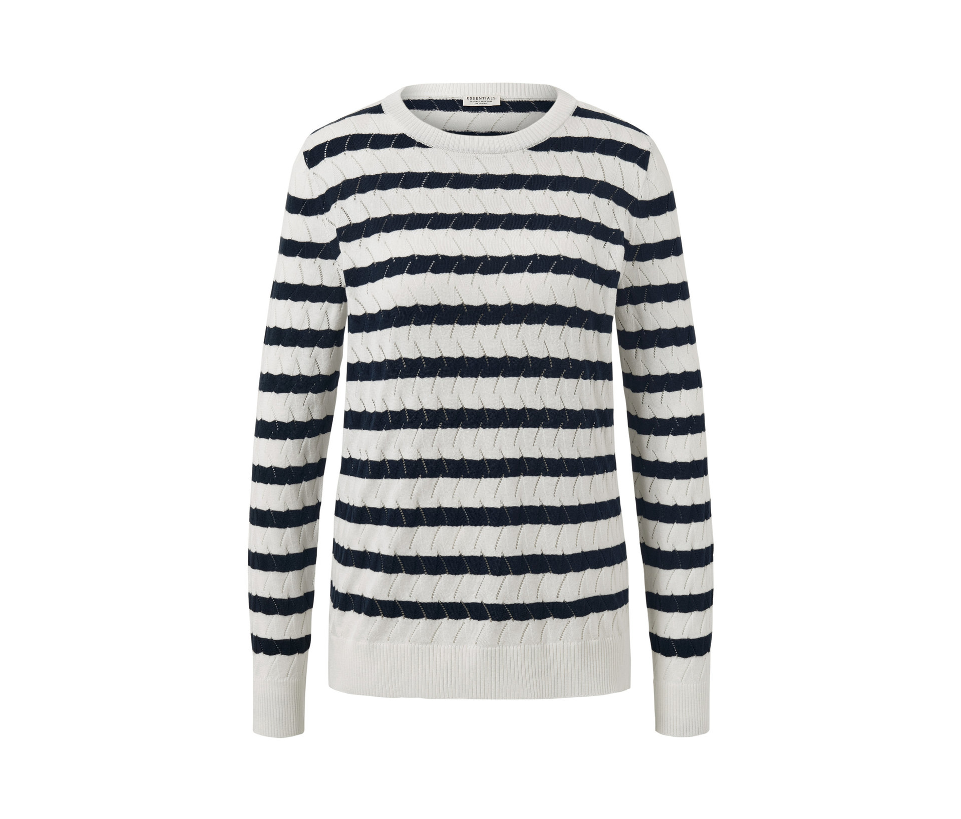Tchibo - Pasiasty sweter z dzianiny- niebieski/biały/w paski