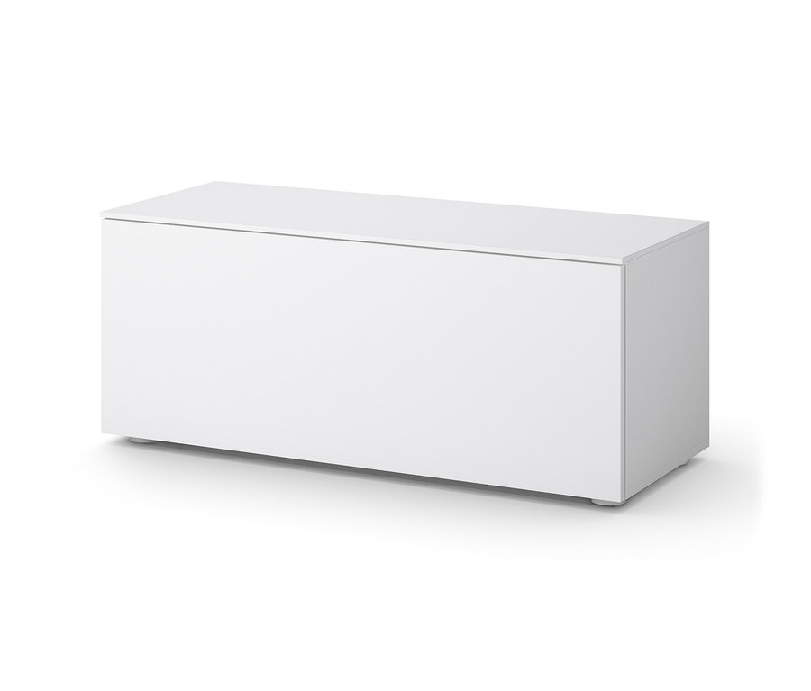 Biała ławka do siedzenia, ok. 100 cm.