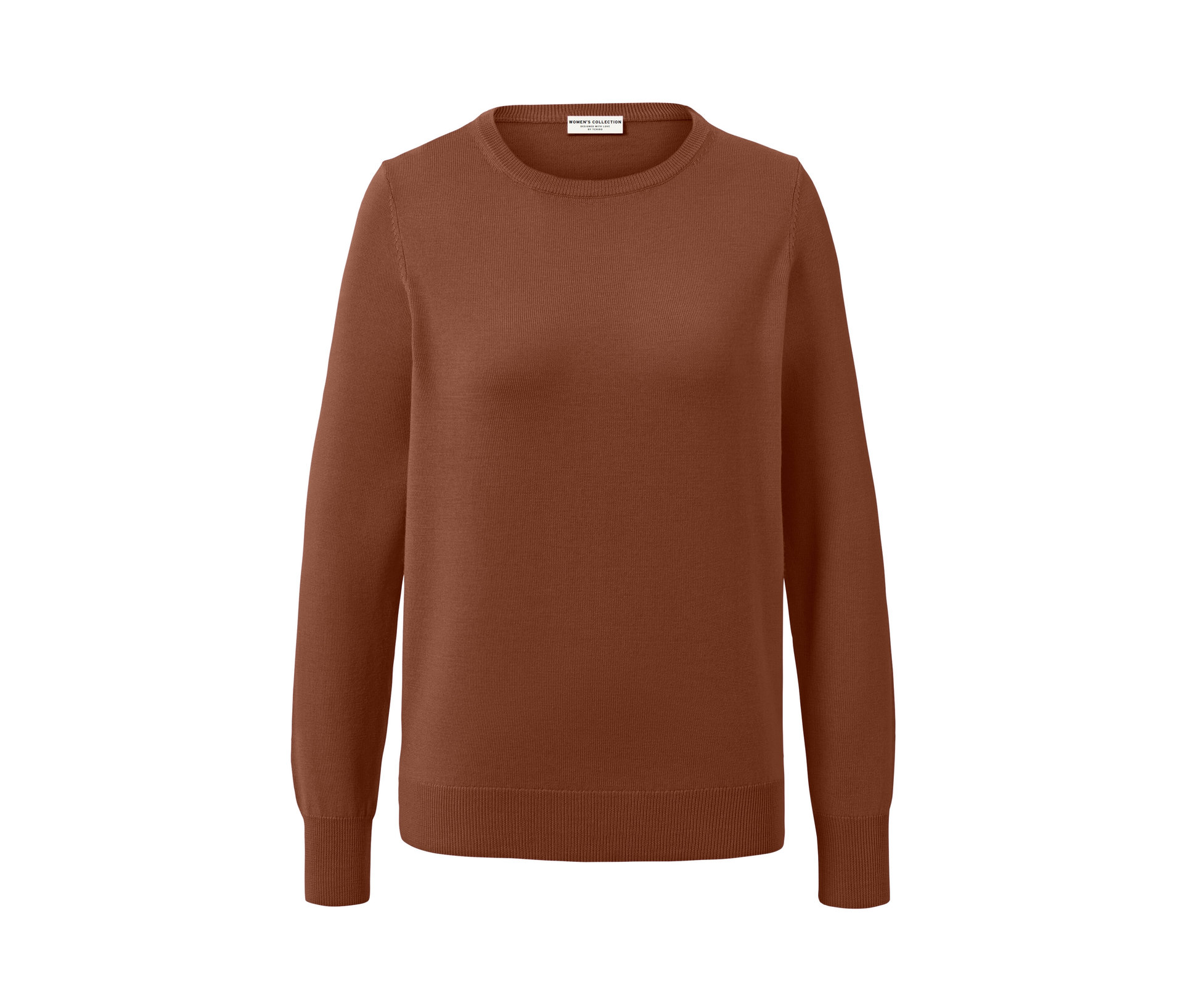 Tchibo - Sweter z cienkiej dzianiny z wełny merino- brązowy