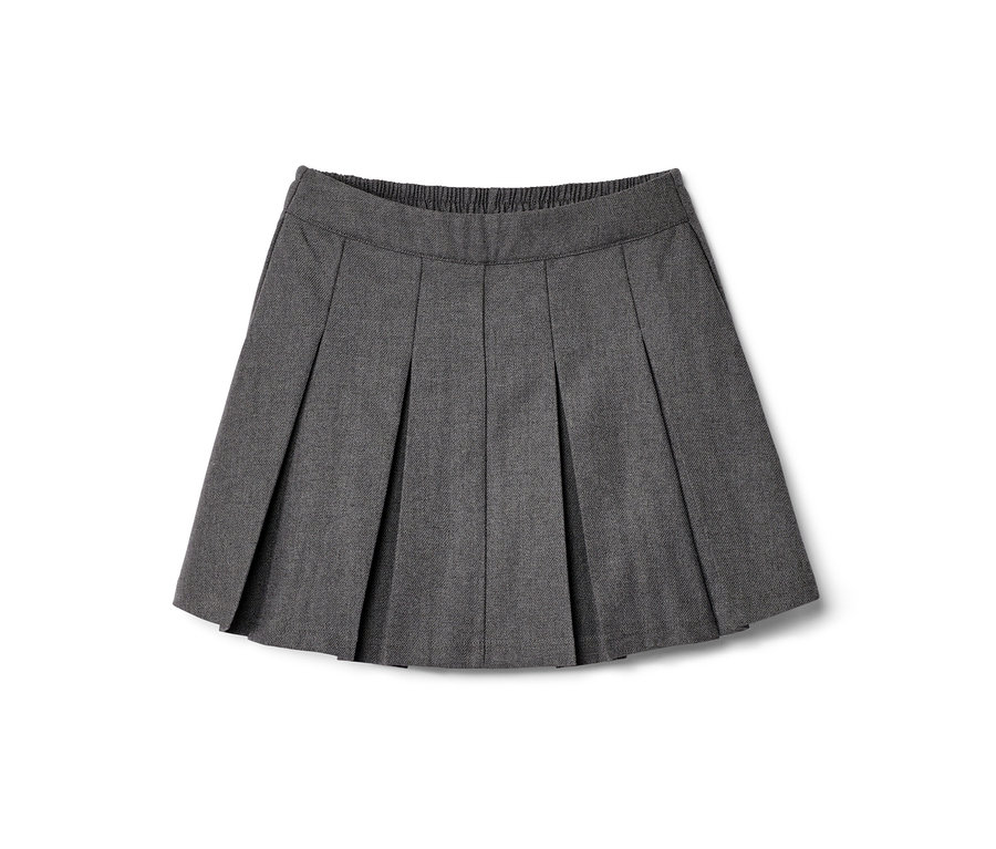 Szara spódnico-spodenki dziecięce z plisami.