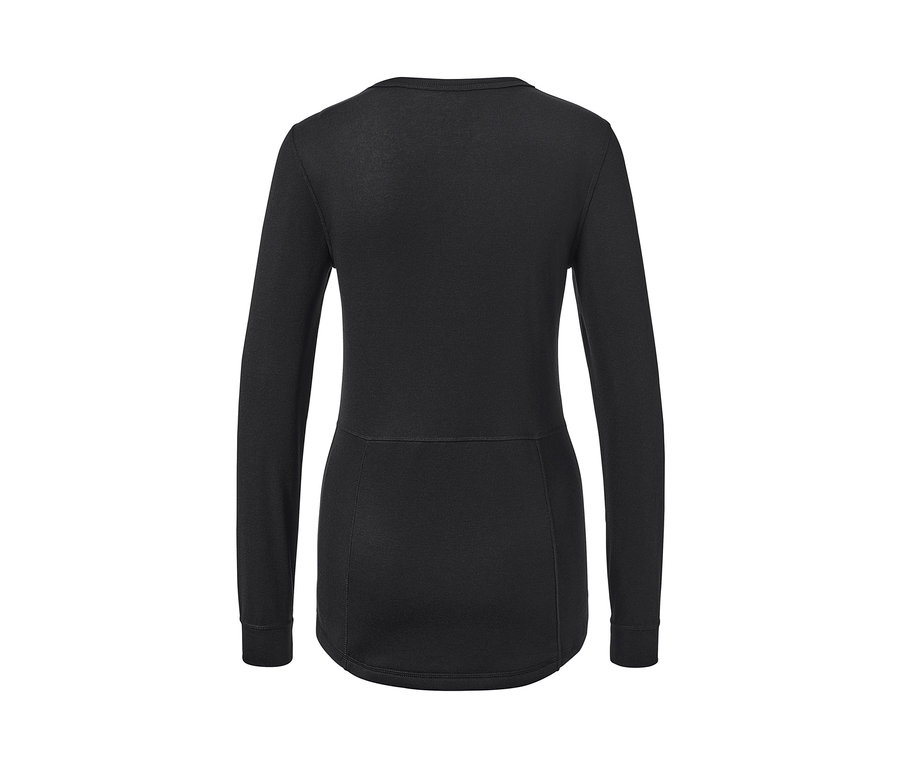 Czarna termoaktywna bielizna funkcyjna z długim rękawem, widok z tyłu.