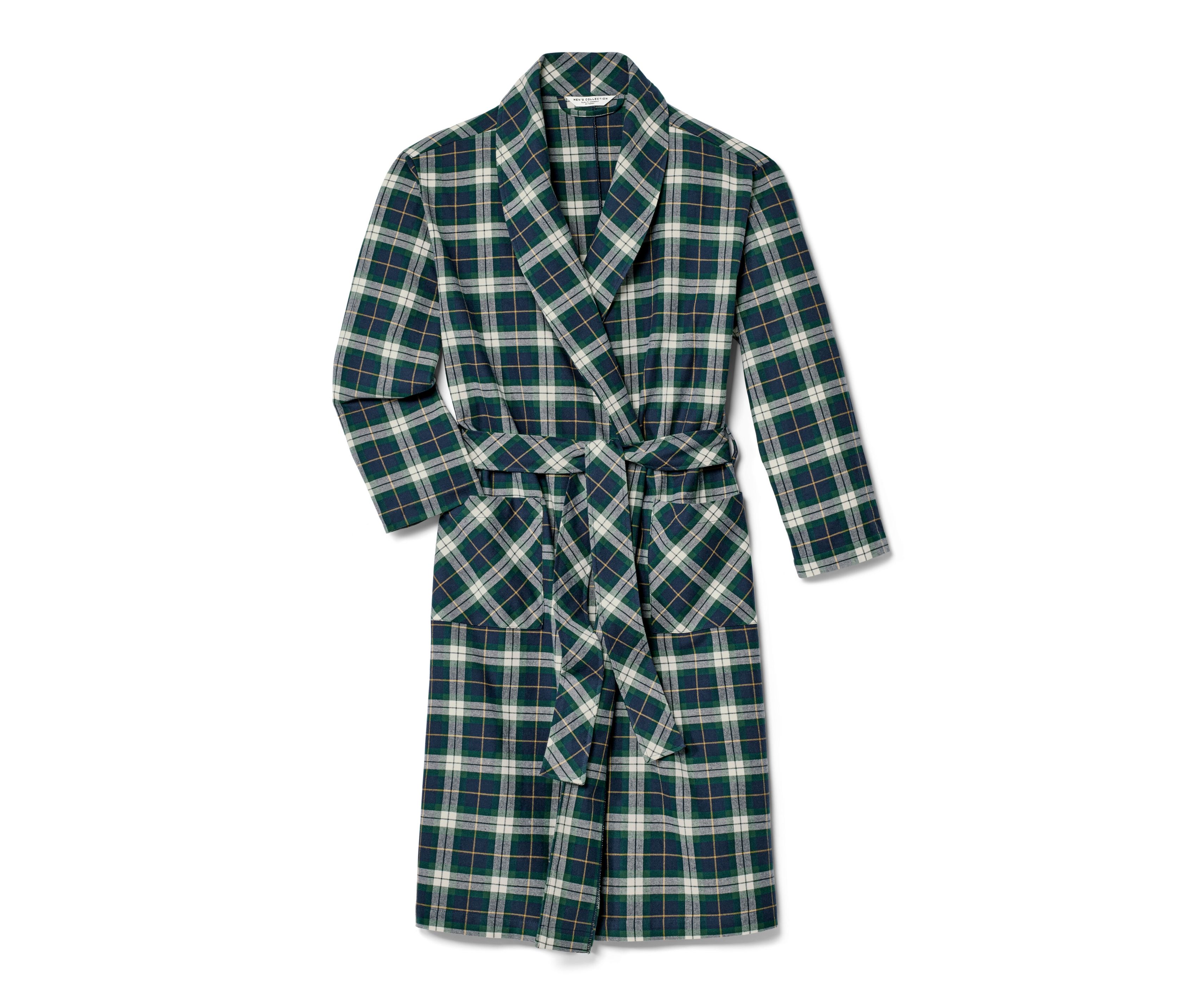 Tchibo - Szlafrok flanelowy, zielony/niebieski