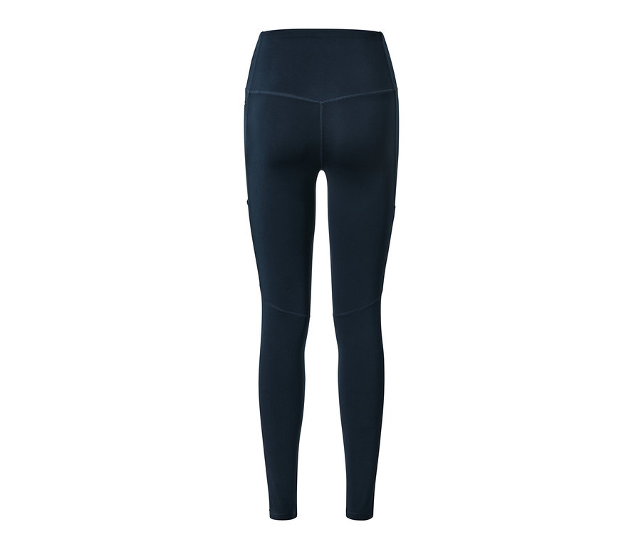 Ciemnoniebieskie legginsy trekkingowe widziane z tyłu.
