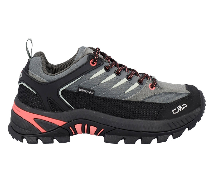Szaro-czarny but outdoorowy CMP z koralowymi akcentami.