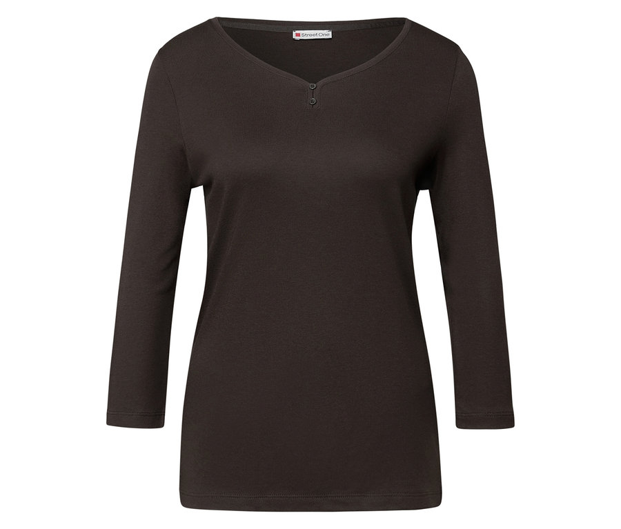 Brązowa koszulka 3/4 z guzikami od Street One.