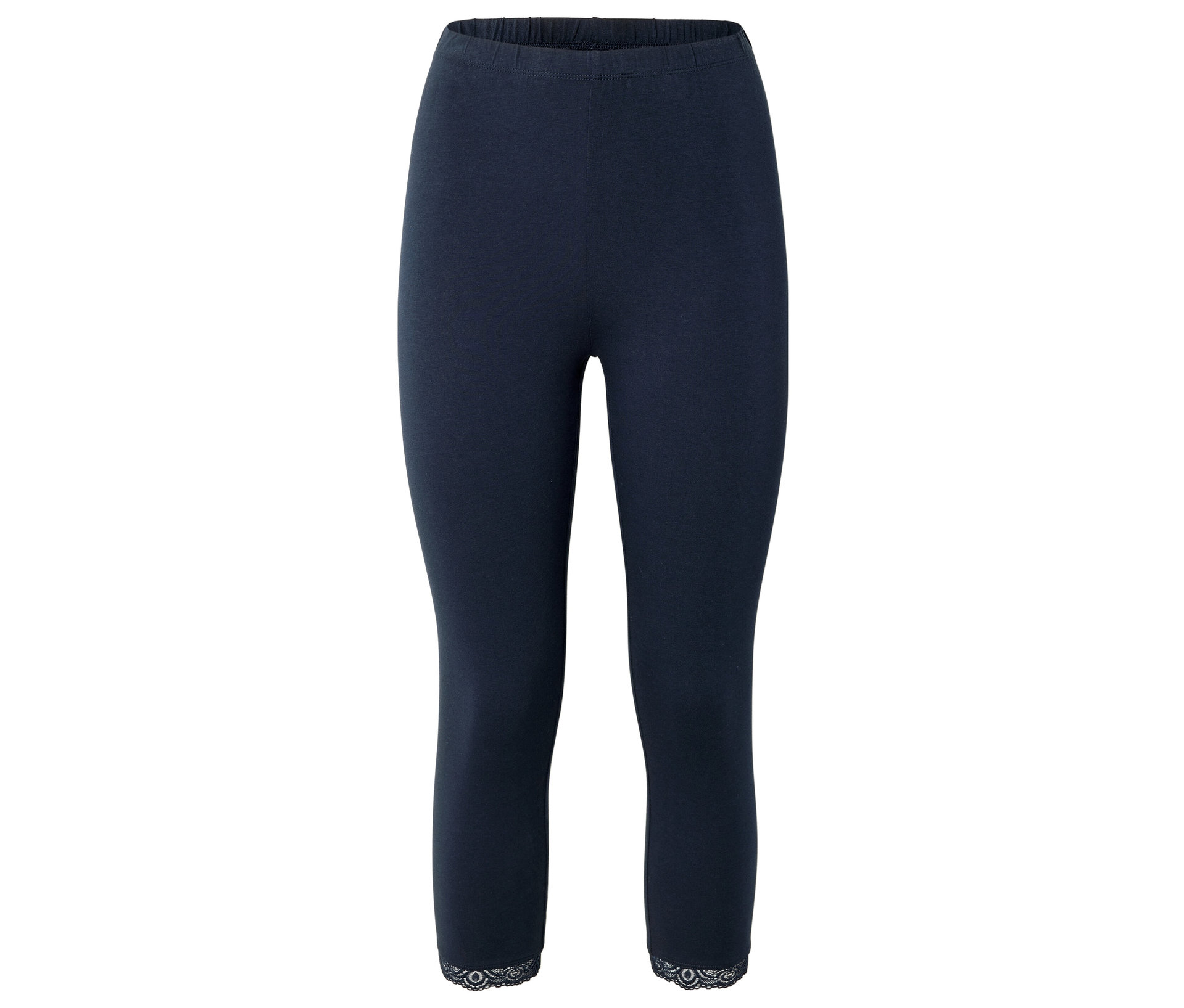 Tchibo - Legginsy o długości 3/4 z koronkowym brzegiem- niebieski