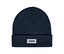 Granatowa czapka hummel® „HMLJR Knit Beanie” z wywiniętym brzegiem i białą metką z logo hummel.