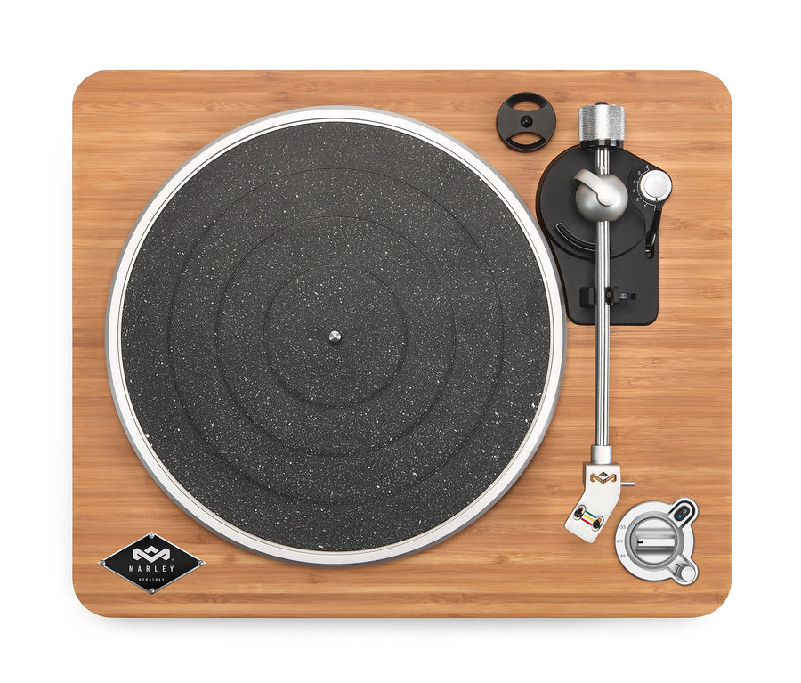 Widok z góry na gramofon bezprzewodowy »Stir It Up« House of Marley z talerzem obrotowym.
