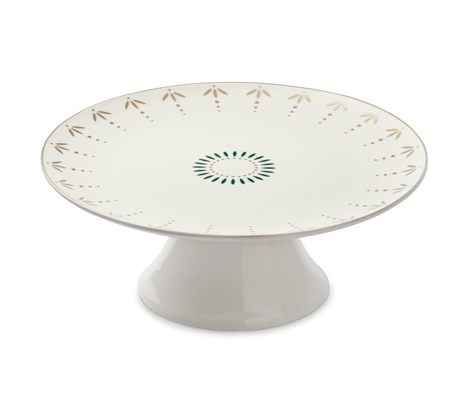 Patera do serwowania z białą podstawą i ozdobnym wzorem.