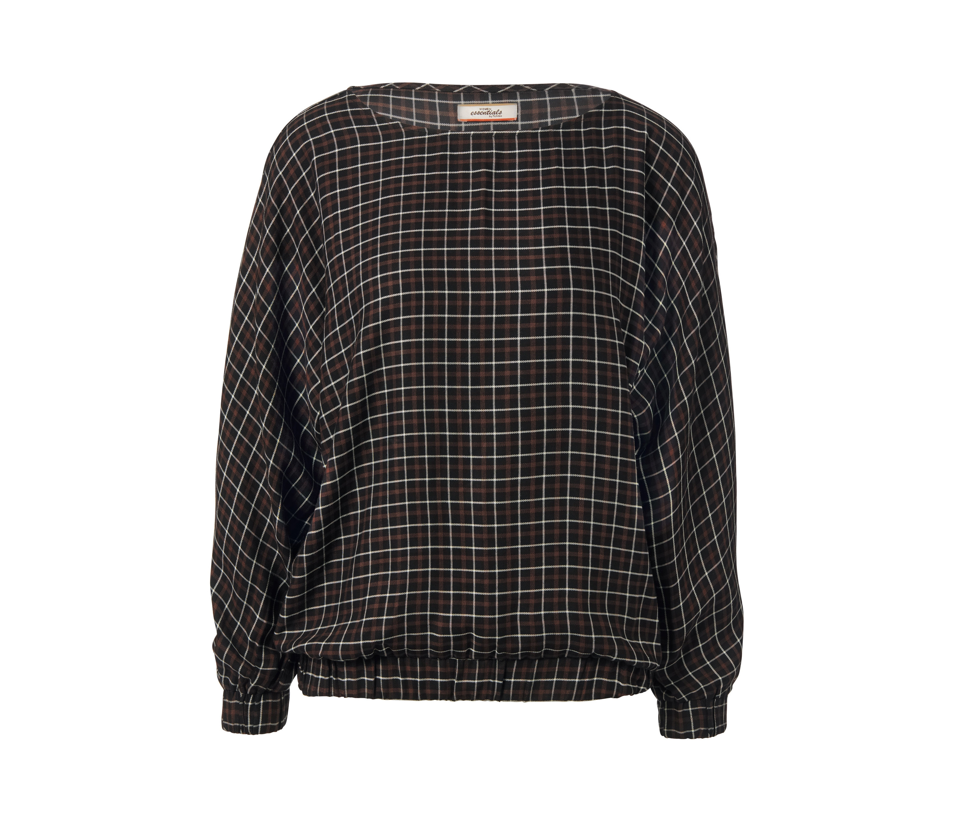 Tchibo - Bluzka w kratkę z rękawami kimonowymi- brązowy/czarny/w kratkę
