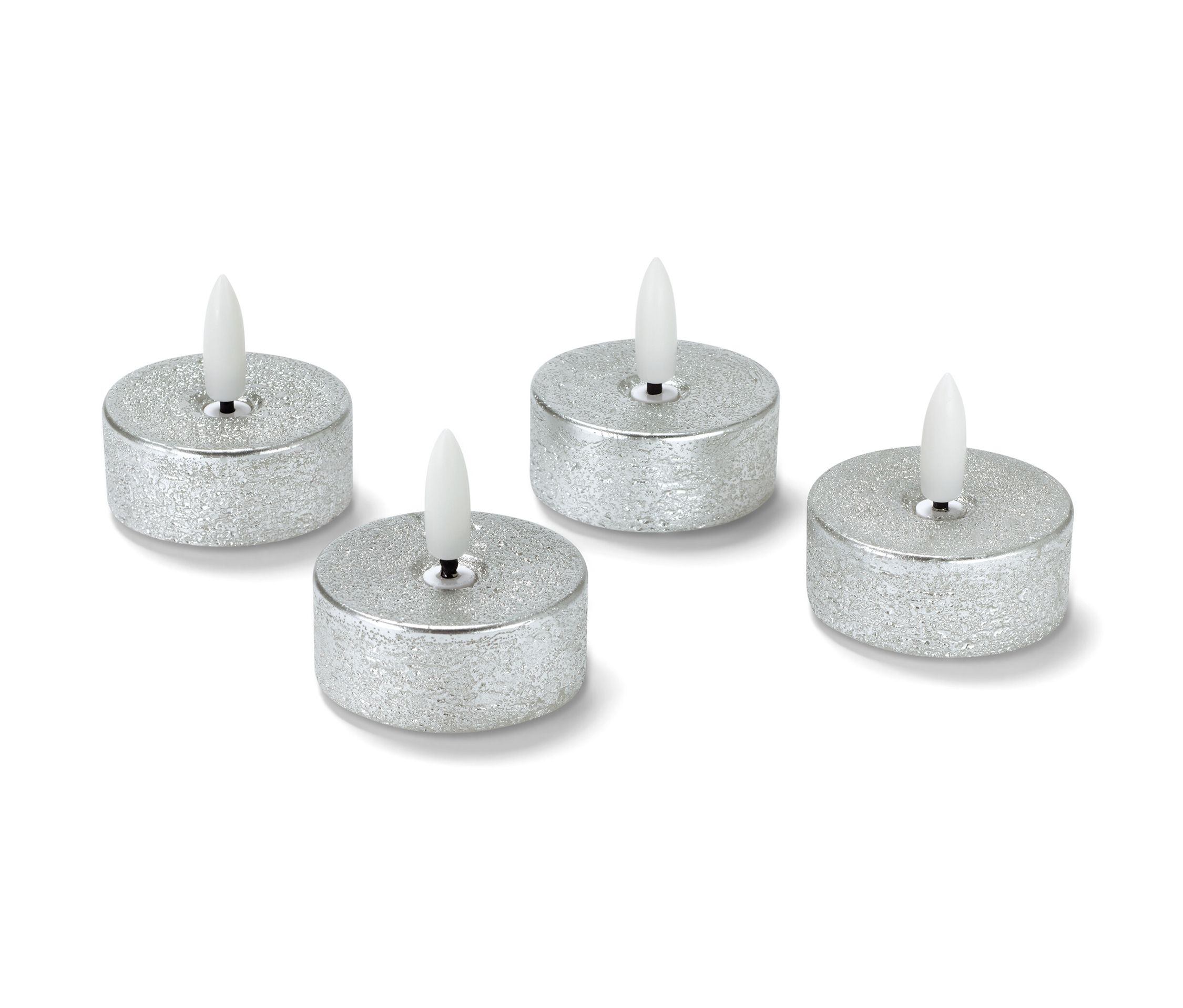 Tchibo - Świeczki typu tea light LED z prawdziwego wosku, srebrne, 4 sztuki