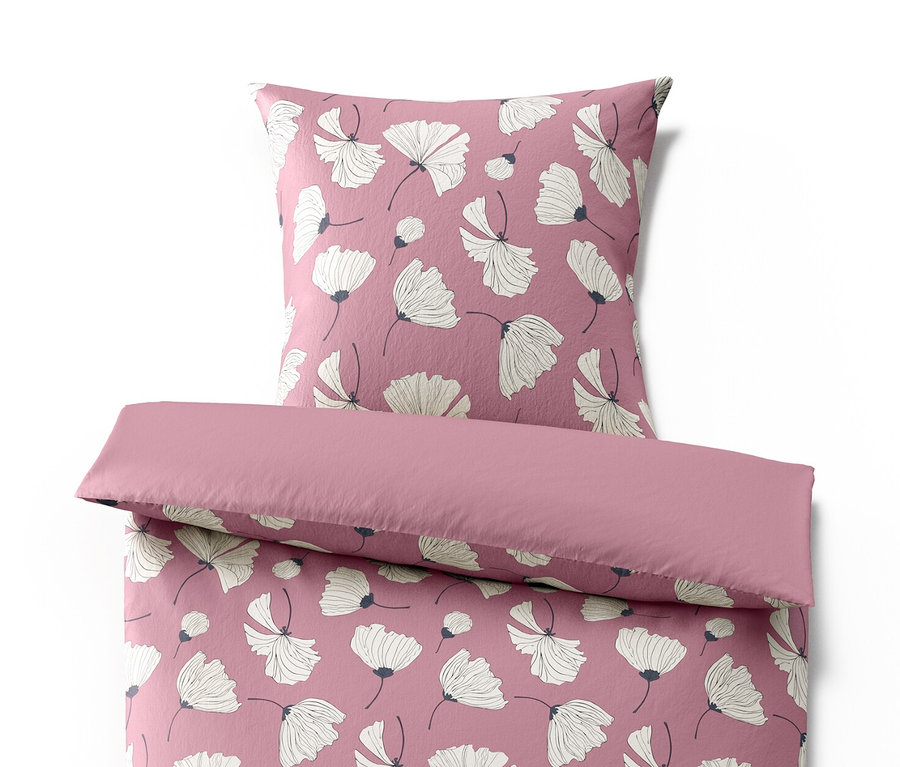 Szaroróżowa pościel z mikrowłókna we wzór kwiatowy, rozmiar standardowy.
