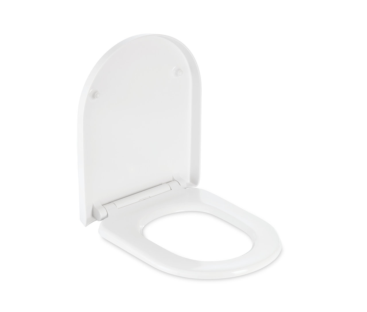 Biała deska sedesowa premium z automatycznym opuszczaniem w pozycji otwartej.