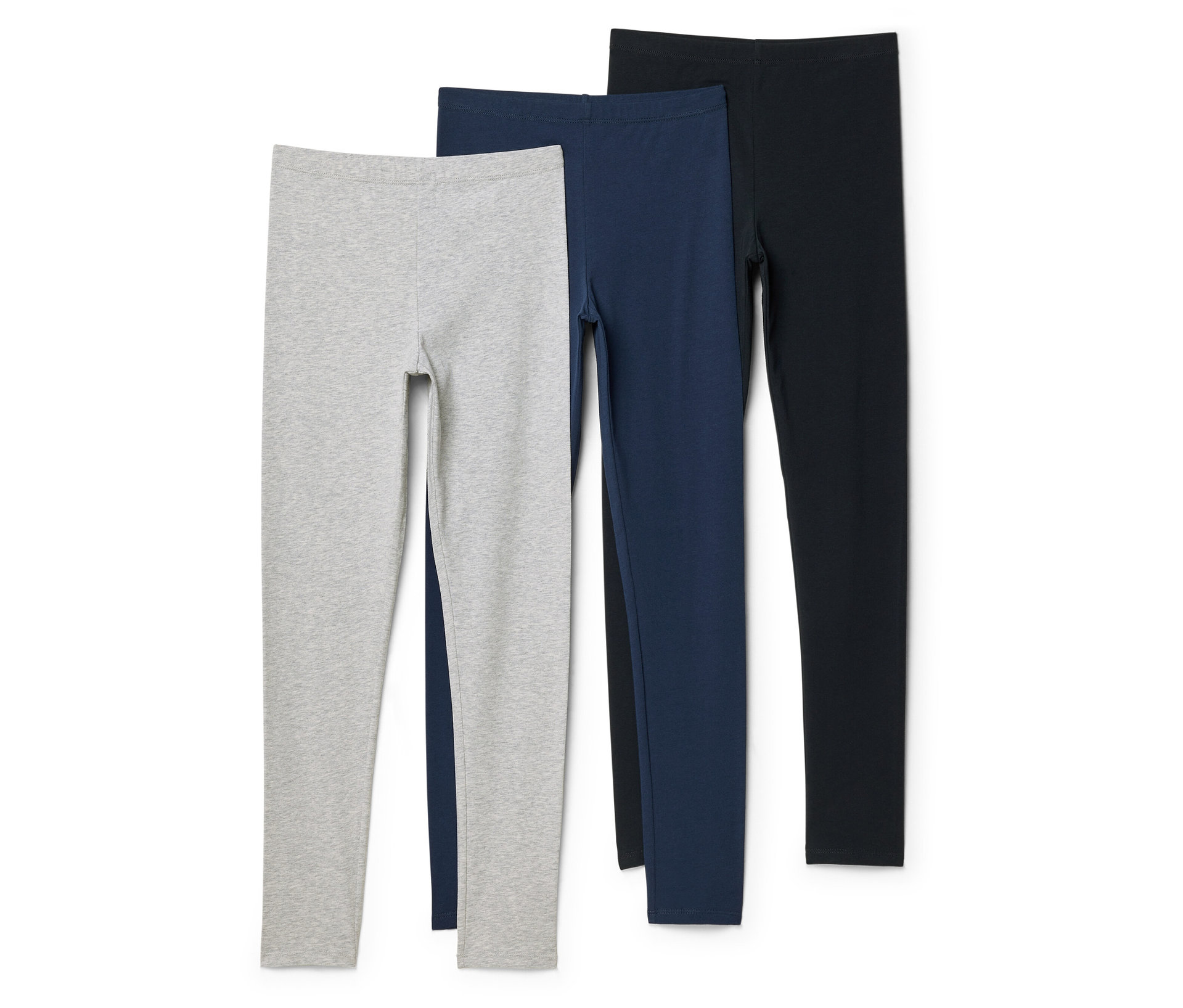 Tchibo - Legginsy, 3 pary, niebieskie, czarne i szare