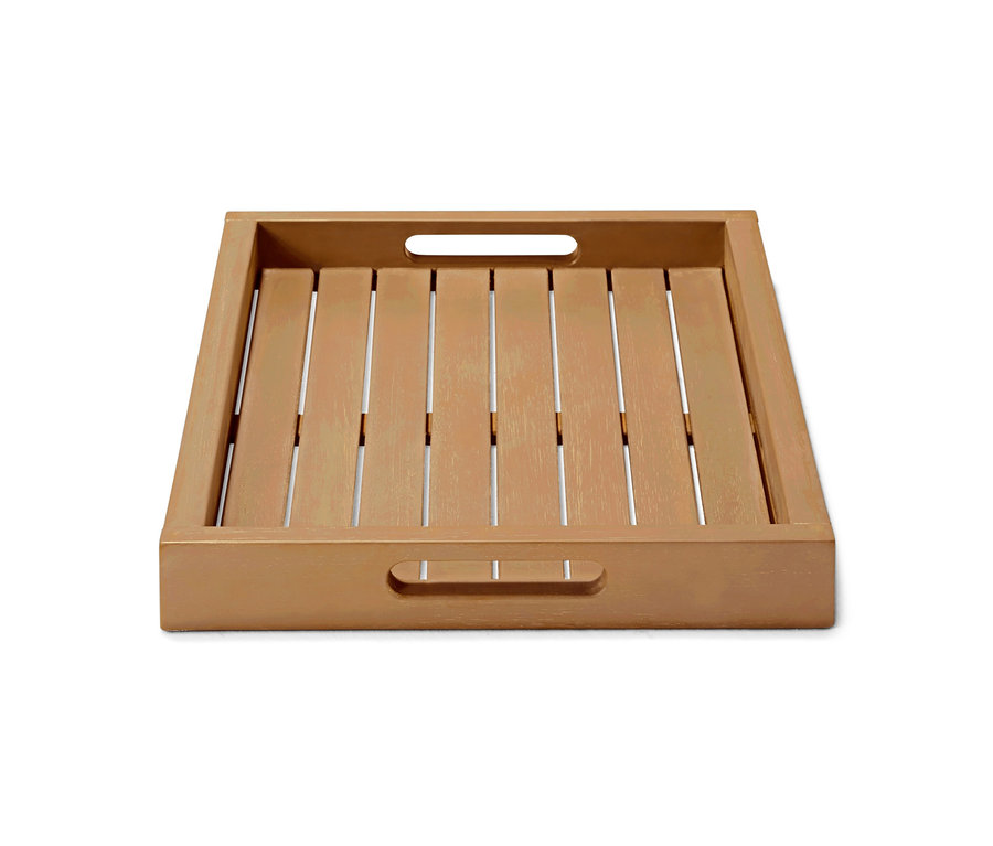 Pusty drewniany wózek grillowy z uchwytami.