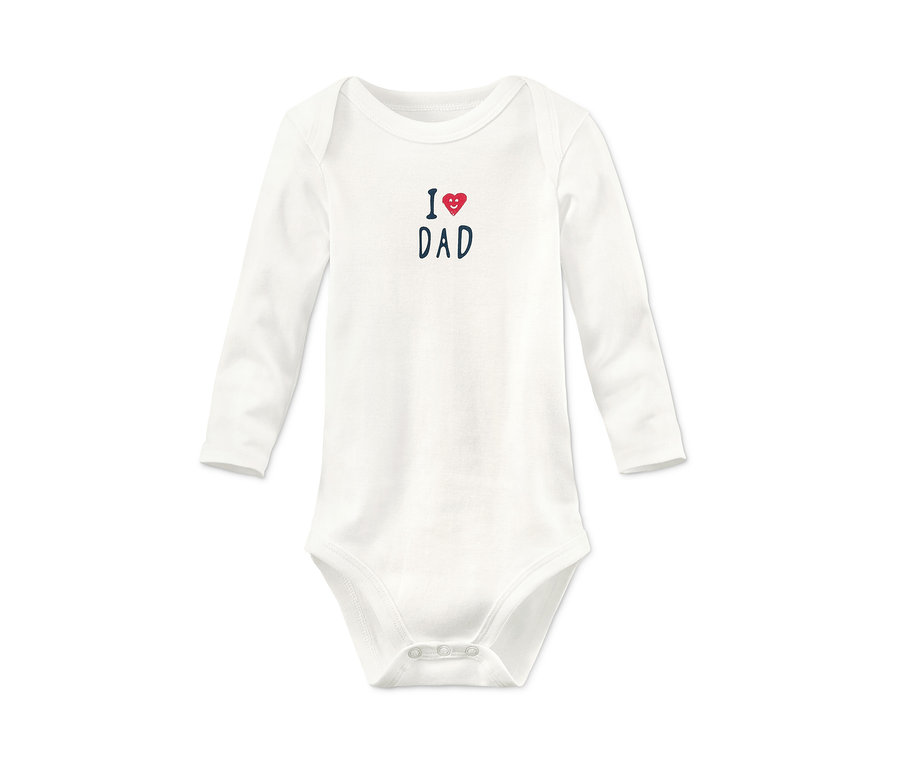 Białe body z długim rękawem z bawełny ekologicznej z napisem "I love DAD".