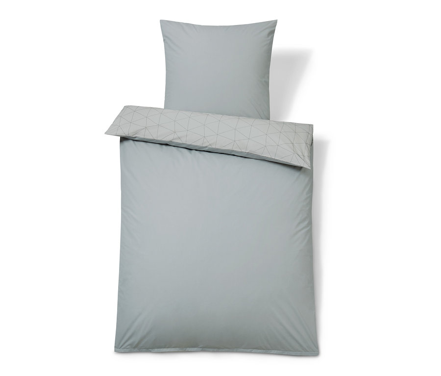 Jasnoszara pościel z włókna COOLMAX® w rozmiarze standardowym i niestandardowym z geometrycznym wzorem.