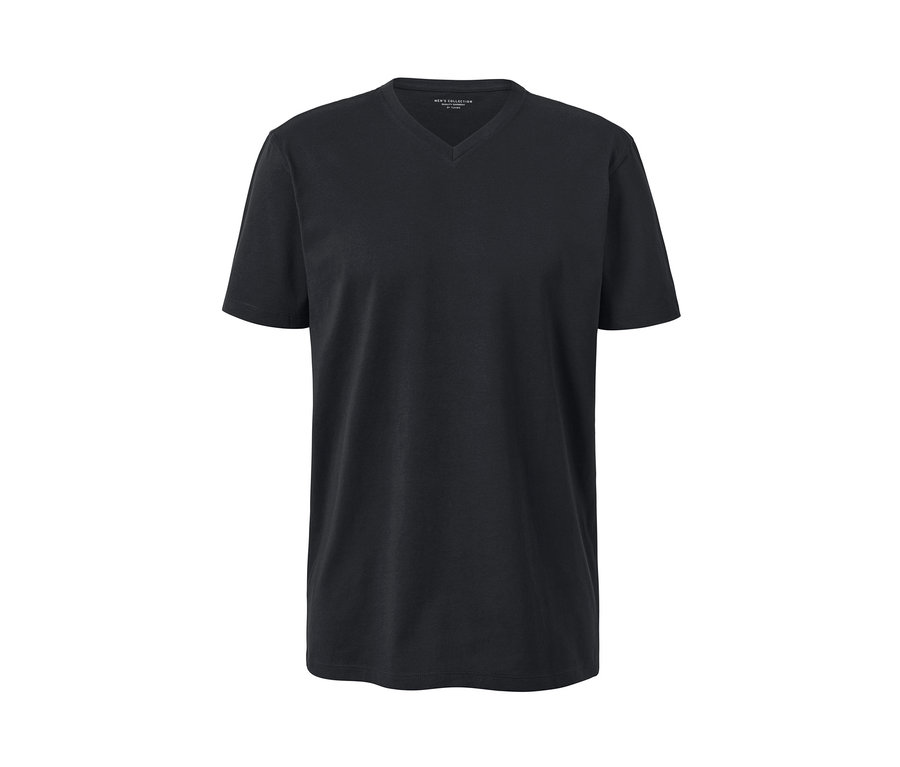 Czarny T-shirt z krótkim rękawem i dekoltem w serek.