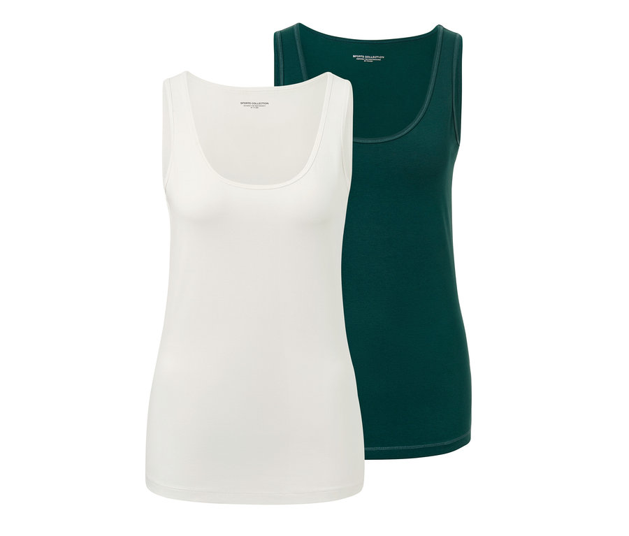 Dwa topy: zielony i biały.