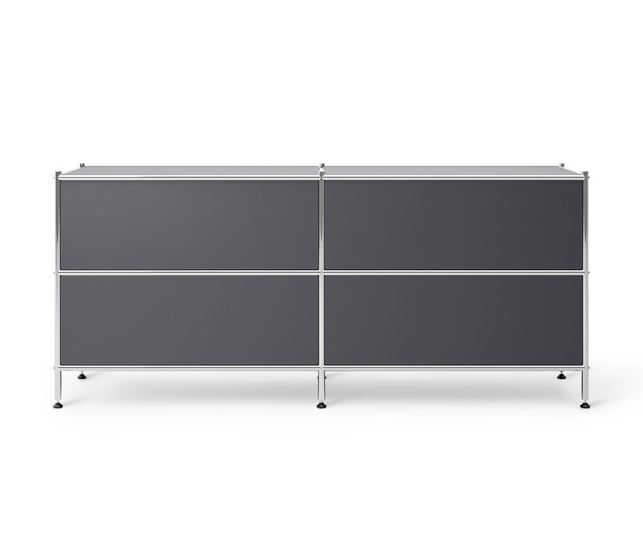Szara niska szafka metalowa »CN3« z 4 szufladami.