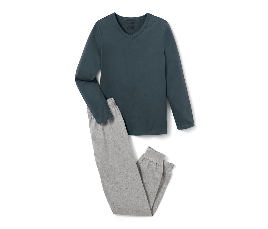 Piżamy, 2 zestawy, składające się z bluzki z długim rękawem i szarych spodni.