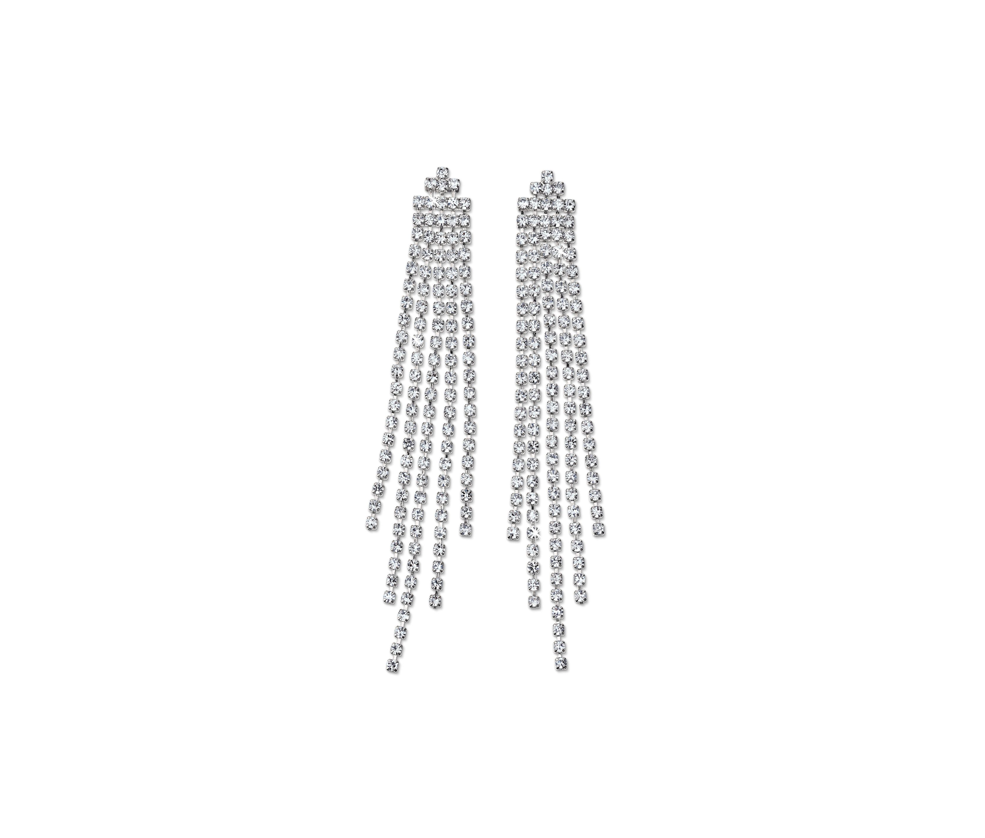 Tchibo - Kolczyki Sparkle Fringes - kolor: szary/biały