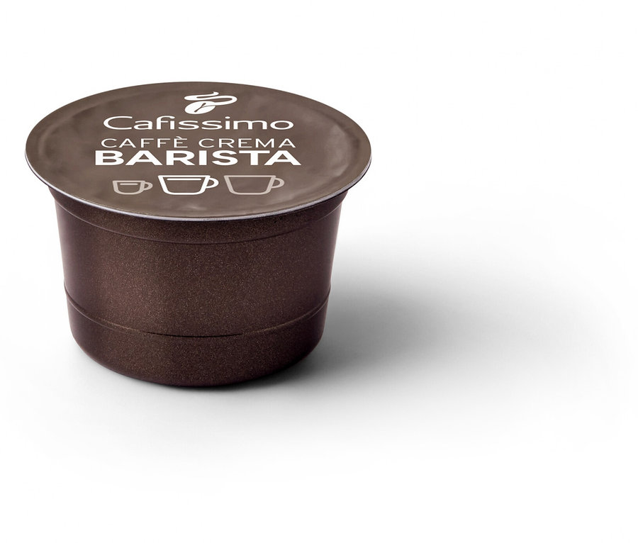 Zbliżenie na pojedynczą, brązową kapsułkę BARISTA Caffè Crema.