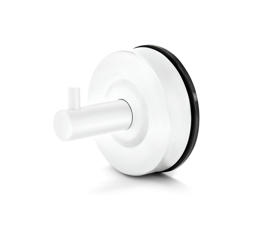 Biały haczyk z przyssawką.