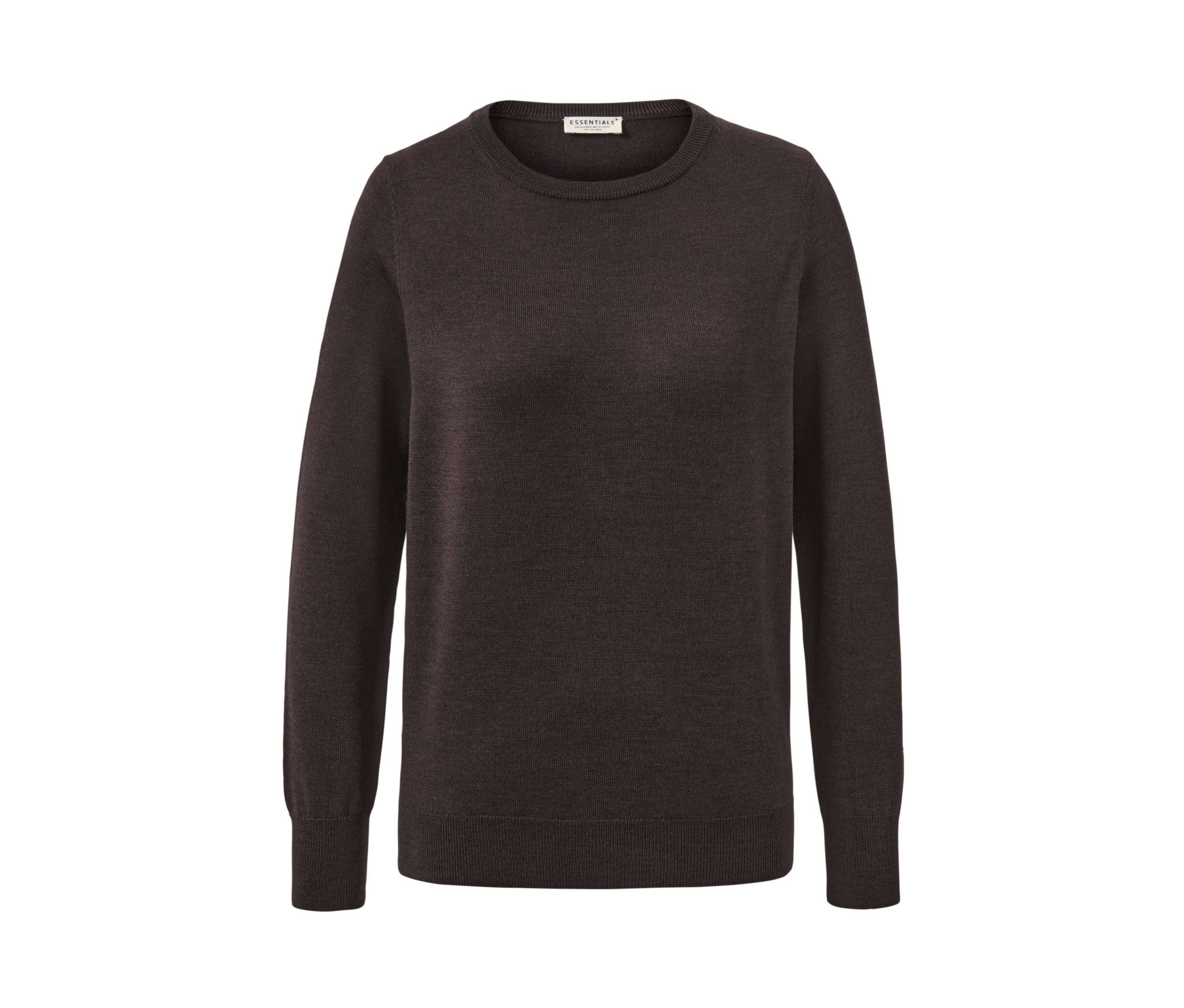 Tchibo - Sweter z delikatnej dzianiny z wełny merino, brązowy
