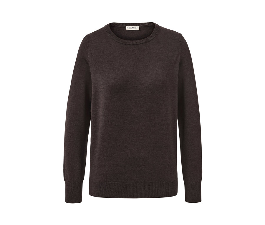 Brązowy sweter z delikatnej dzianiny z wełny merino.