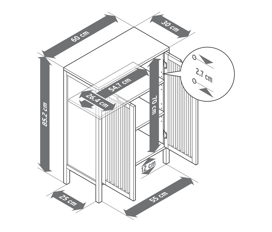 Wymiary szafki typu sideboard.