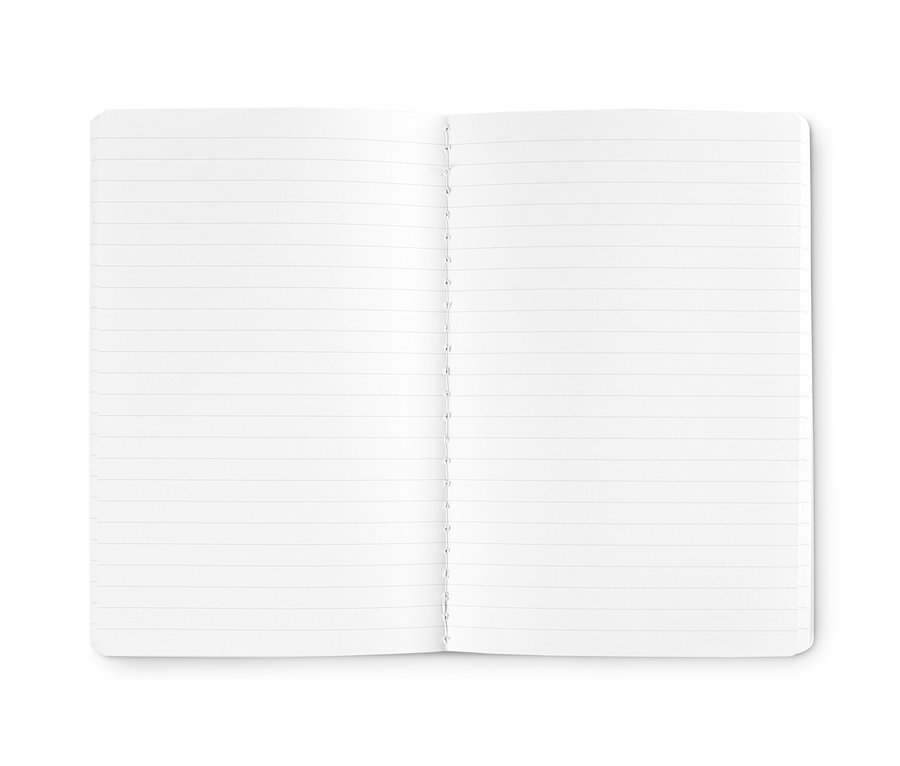 Otwarty notatnik z korka ze stronami w linie.