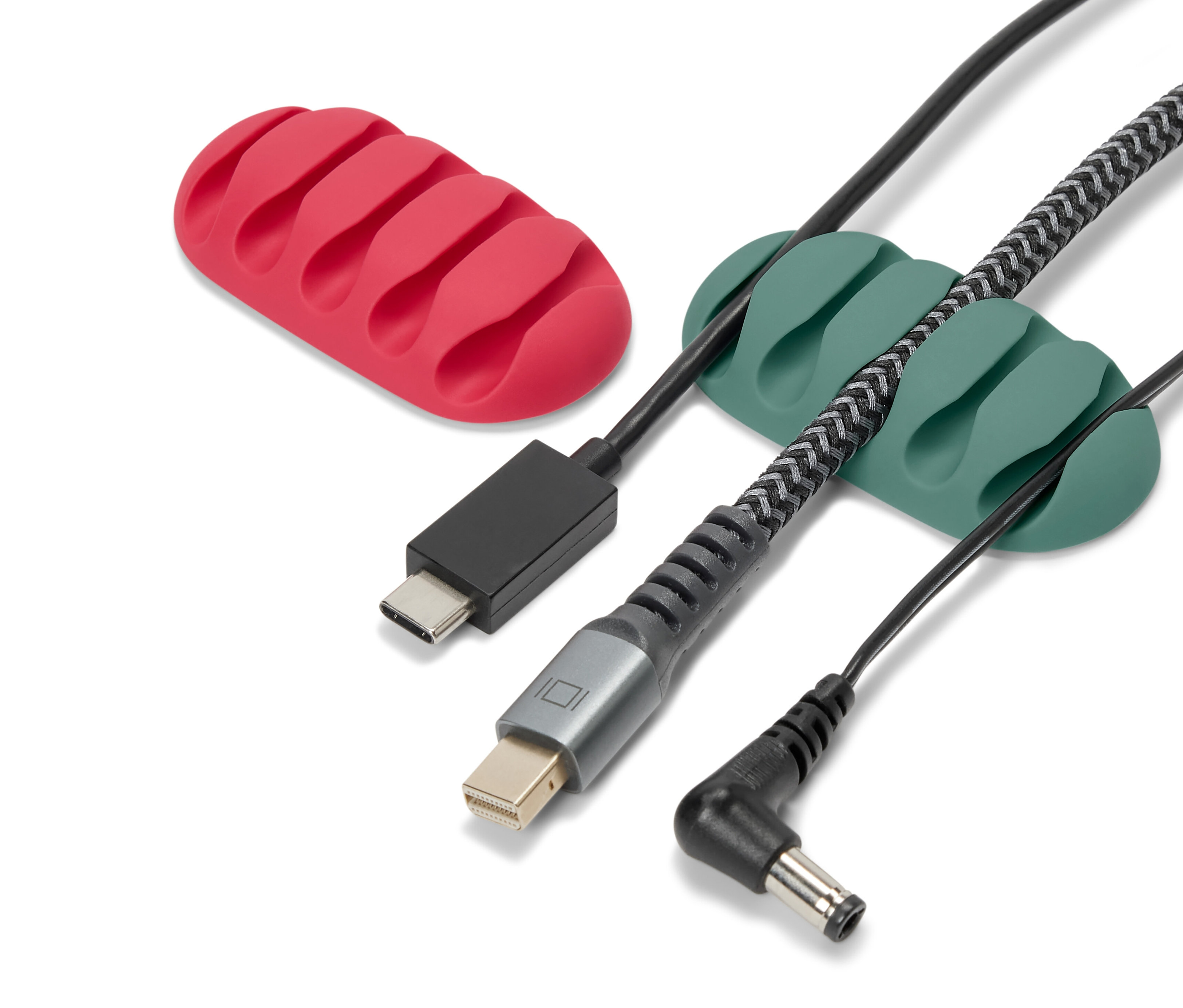 Tchibo - Uniwersalne organizery do kabli - kolor: różowy/zielony