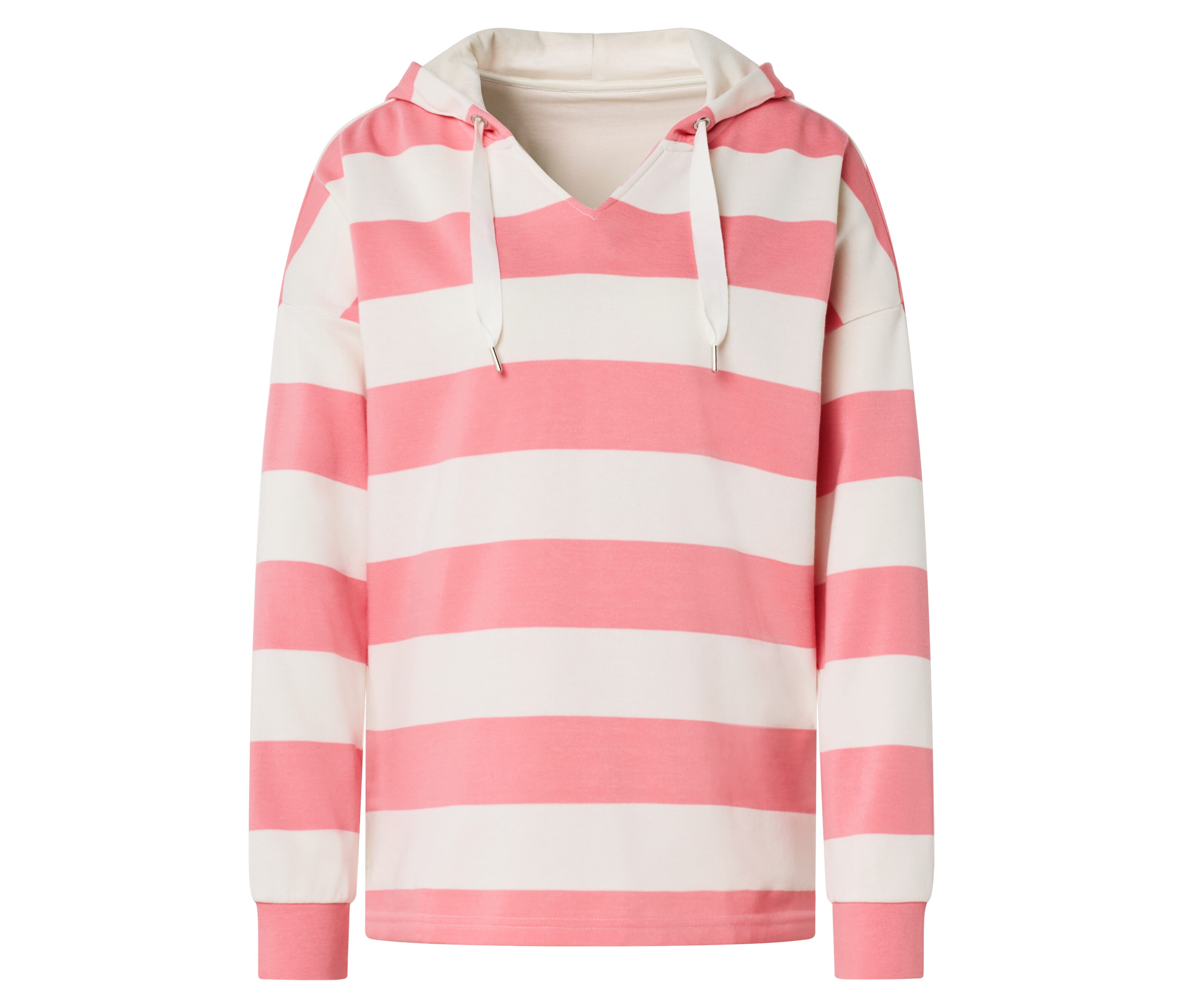 Tchibo - Bluza z kapturem- biały/różowy/w paski