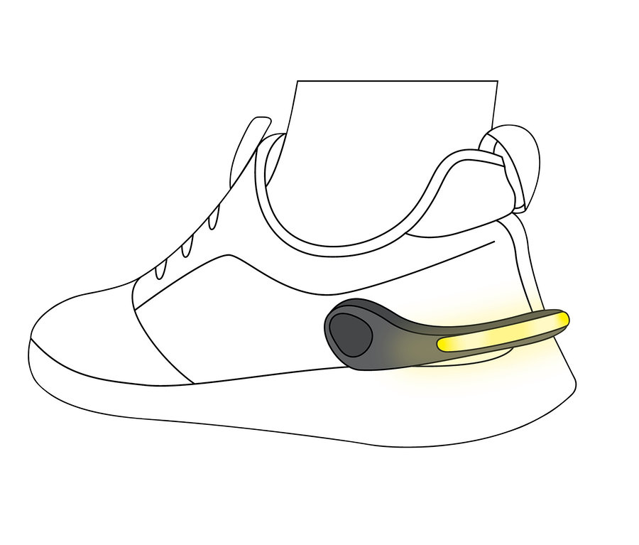 Szkic buta z klipsem LED do butów, 2 sztuki.