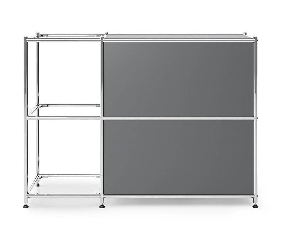 Szara metalowa szafka typu sideboard „CN3” z 2 szafkami z klapami.
