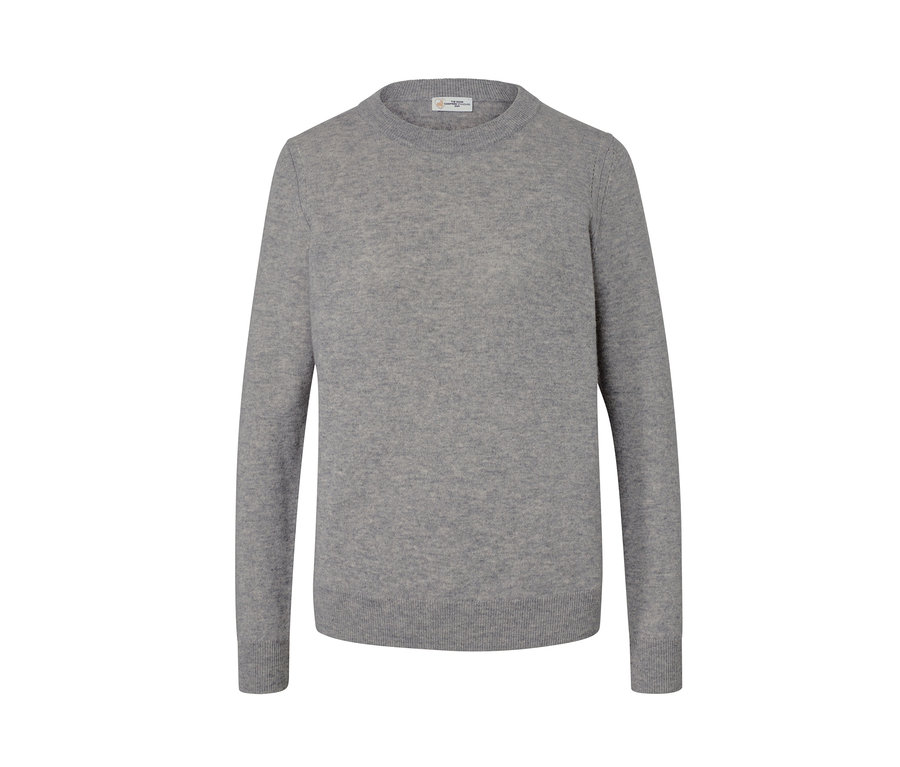 Szary melanżowy sweter z delikatnej dzianiny z kaszmirem.