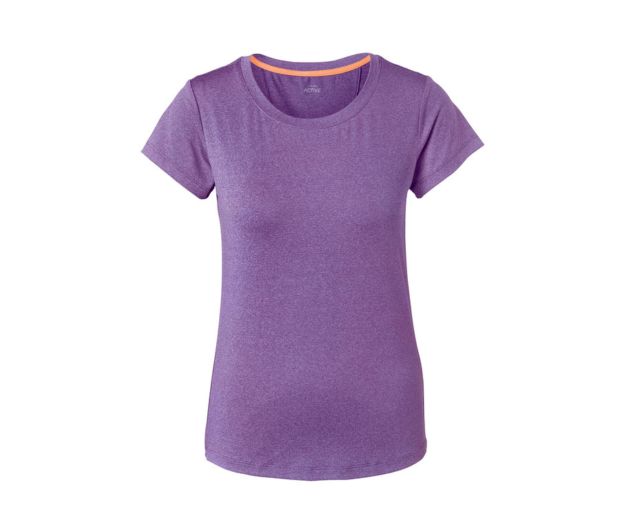 Fioletowa koszulka funkcyjna ze stretchem z krótkim rękawem.