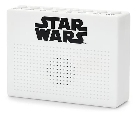 Biały głośnik z logo Star Wars z przodu.