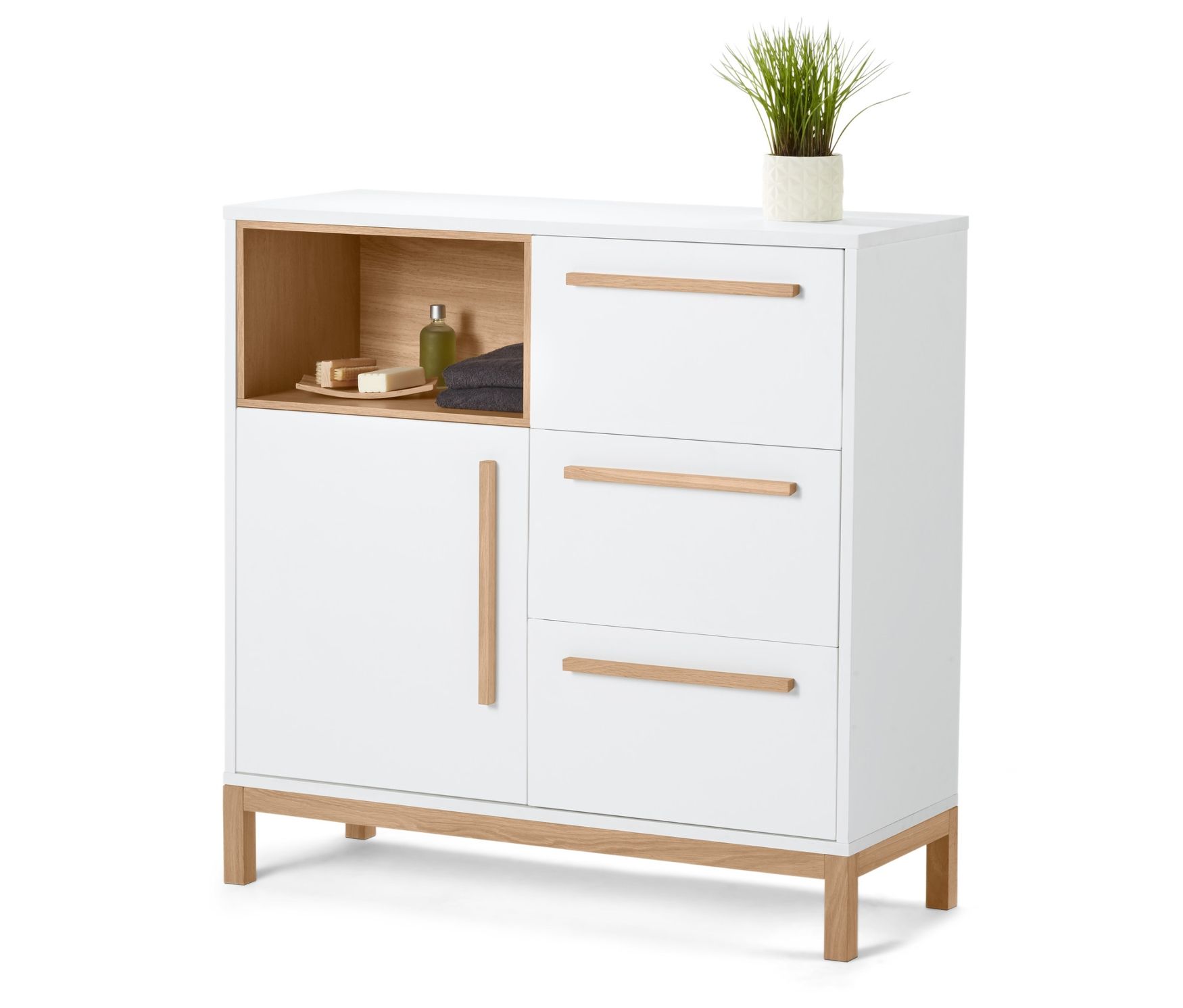 Tchibo - Szafka łazienkowa typu sideboard „Eklund” - kolor: brązowy/biały