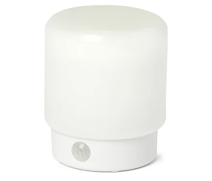 Biała lampka LED-Mini-Multifunktionslicht mit Bewegungsmelder.
