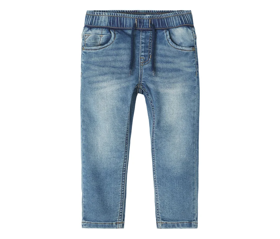 NAME IT Slim Sweat Jeans: Jasnoniebieskie, sprane dżinsy slim sweat z elastycznym pasem i sznurkiem.