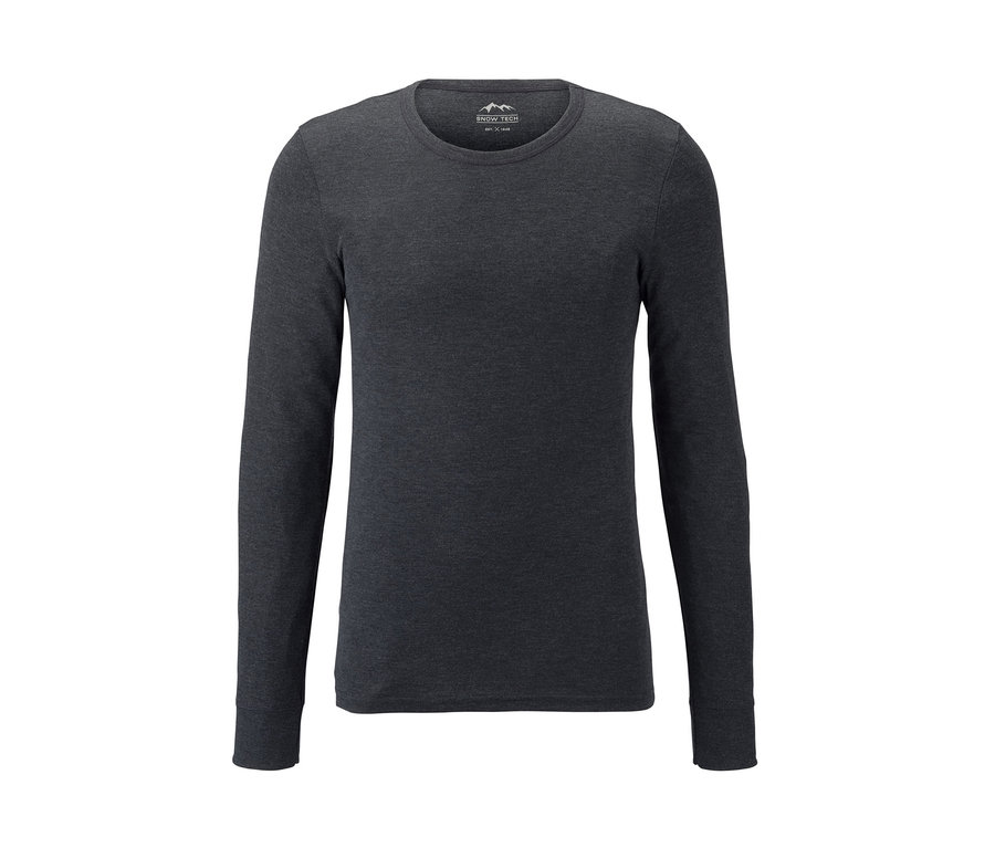 Ciemnoszara sportowa bielizna funkcyjna z długim rękawem.