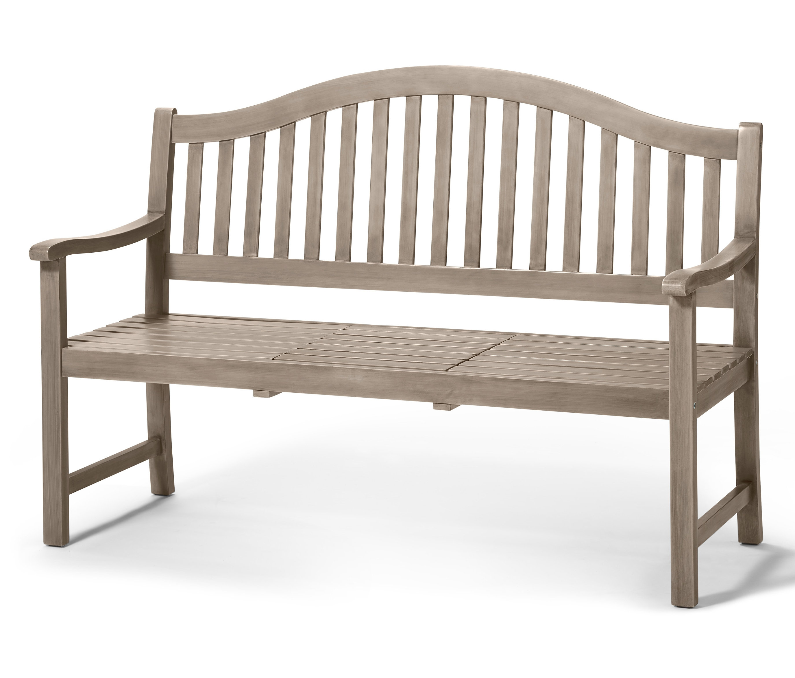 Szara ławka ogrodowa.