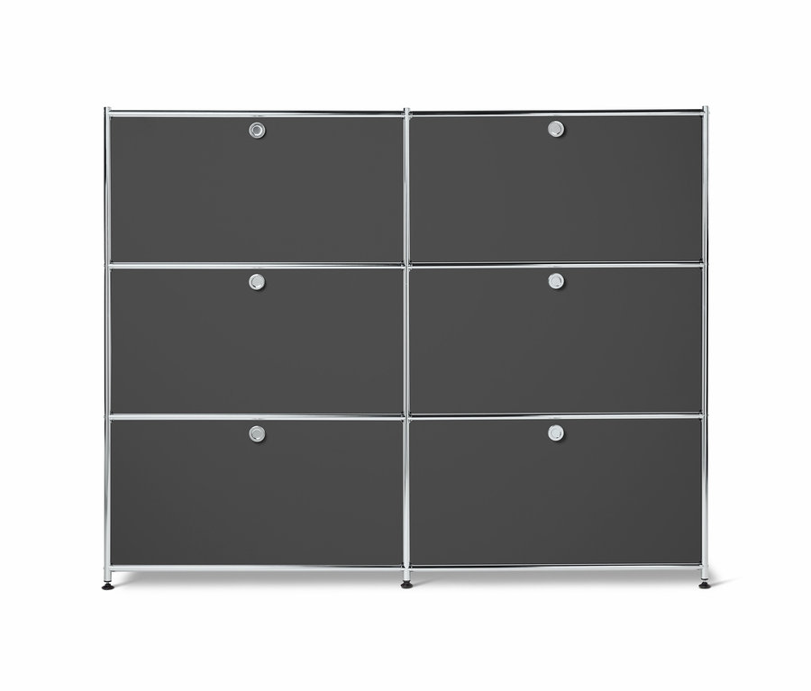Szara metalowa komoda »CN3« z 6 komorami z klapami.