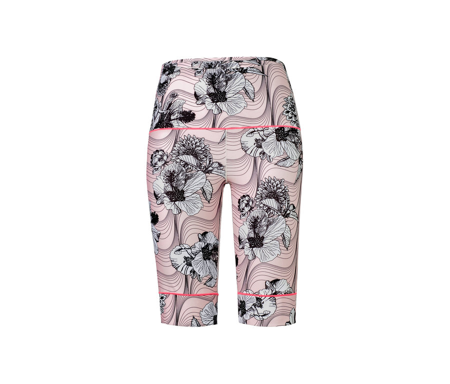 Różowe kolarki funkcyjne we wzory kwiatowe.